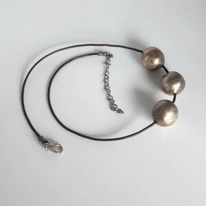 Silpada Sterling Silver And Leather Ball Necklace